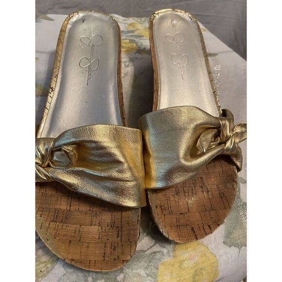 Jessica Simpson Gold Wedge Sandals Size 9 - Picture 2 of 7